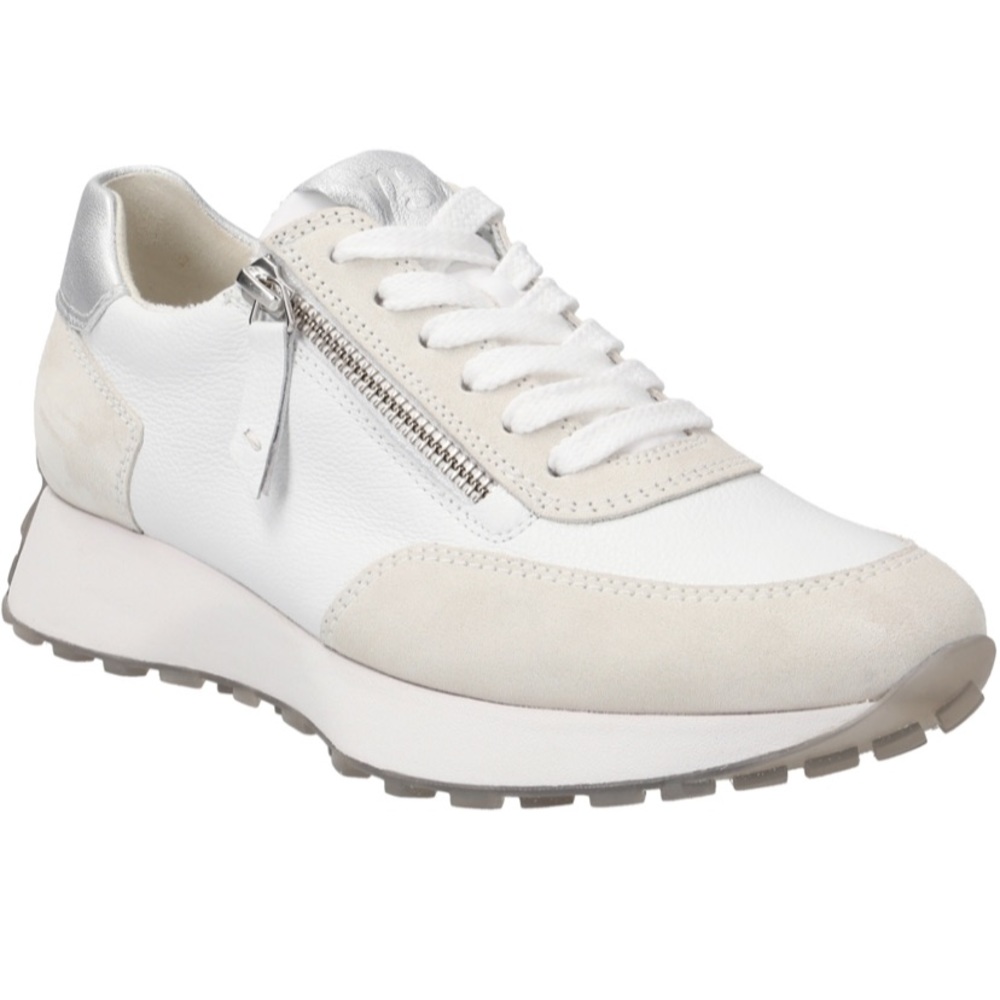 White combo leather Patti Sneakers. US 10.5 New.